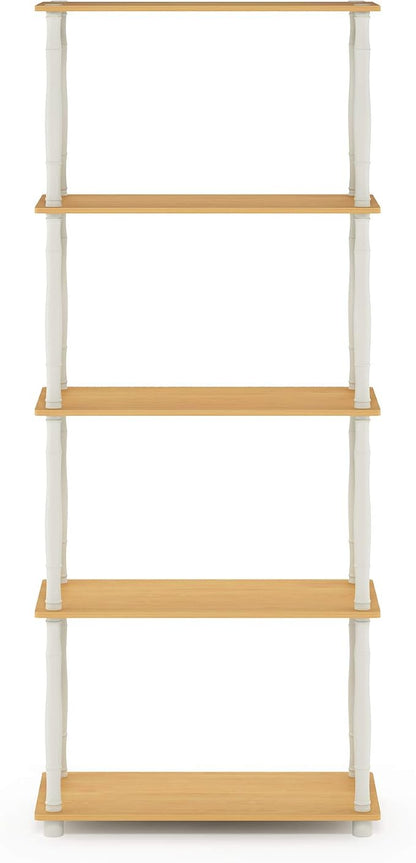 Furinno TURN-S-TUBE Storage Shelves, 5-Tier Book Shelf, Corner Shelf, Toolless - Image 6
