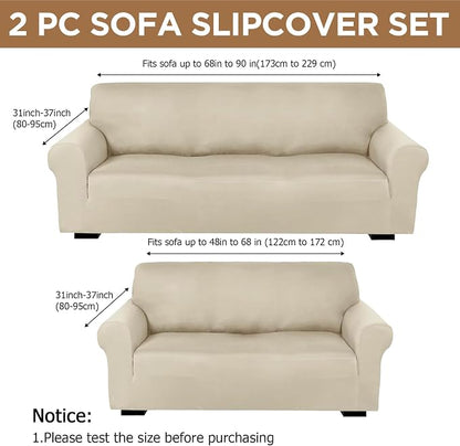 Peryiter 2 Pcs Sofa Covers Couch and Loveseat Covers Set Stretch Sofa Slipcover - Image 2