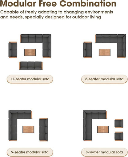 Aluminum Outdoor Patio Furniture Set 6 Seats, Outdoor Sectional Corner Sofa Set - Image 6