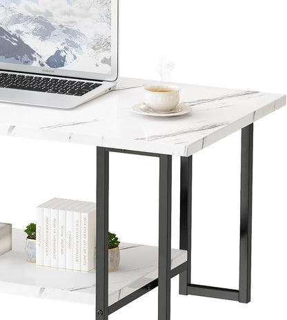 AWQM Marble Coffee Table, Faux Marble Top Rectangular Coffee Table - Image 6