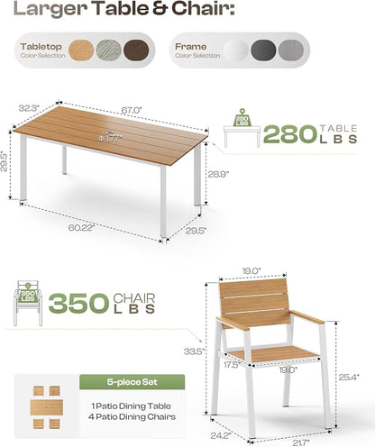 Outdoor Patio Dining Chairs Set of 2, 350LBS Capacity Aluminum Patio Dining - Image 7