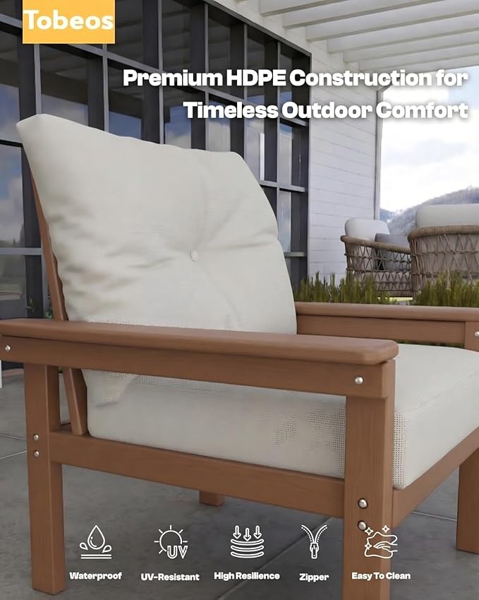 HDPE 4 Piece Patio Furniture Set, All-Weather Outdoor Couch - Image 7