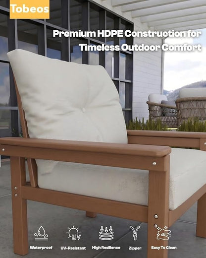 HDPE 10 Piece Outdoor Patio Furniture Set, All-Weather Outdoor Couch Set - Image 7