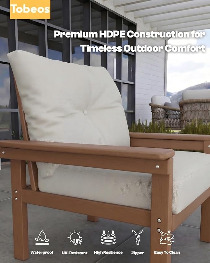 HDPE 7 Piece Patio Furniture Set, All-Weather Outdoor Couch Set - Image 5