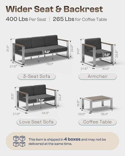 Outdoor Patio Furniture Set, 7 Seats Outdoor Patio Conversation Sets - Image 7