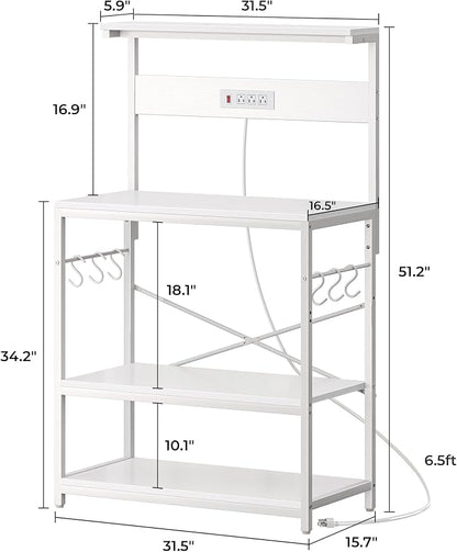 SUPERJARE Bakers Rack with Power Outlets, Microwave Stand, 31.5 X 16.5 Inch - Image 8