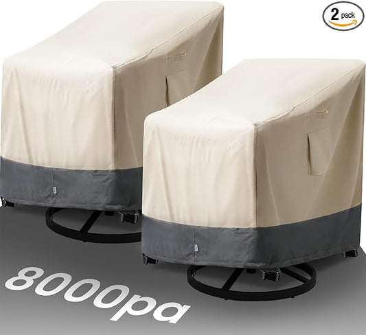 2 Pack Extra Heavy Duty Waterproof Patio Chair Covers by Kikcoin