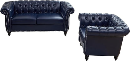 QHITTY 2 Piece Living Room Set, Sectional Chesterfield Sofa Chair Contemporary - Image 9