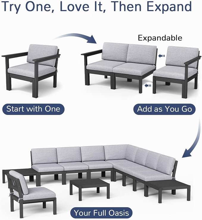 Stoog All-Weather Patio Conversation Set, 6-Piece Modular Outdoor Sectional Sofa - Image 4
