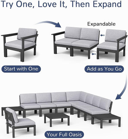 Stoog All-Weather Patio Conversation Set, 6-Piece Modular Outdoor Sectional Sofa - Image 4