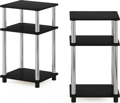 Furinno JUST Side Table Set of 2, 3-Tier Modern End Tables, Open Shelves Night - Image 7