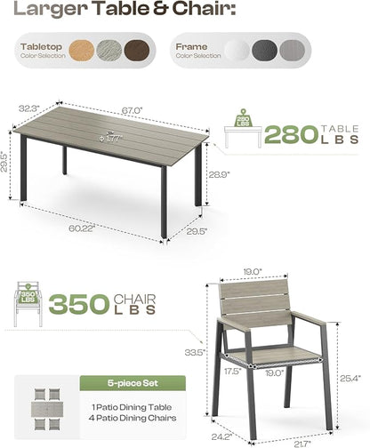 Outdoor Dining Set for 4, Patio Table and Chairs Set - Image 6