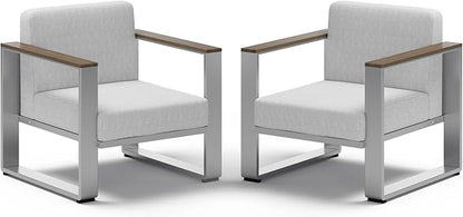 2 Pieces Outdoor Aluminum Armchair, Modern Patio Patio Furniture by ComfCove