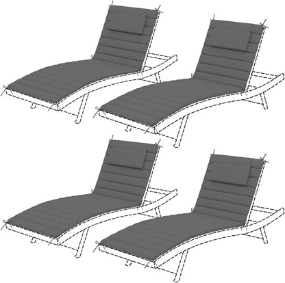 Sundale Outdoor Olefin Quilted Lounge Cushion Set of 4, Patio Foldable Chaise by SundaleOutdoor