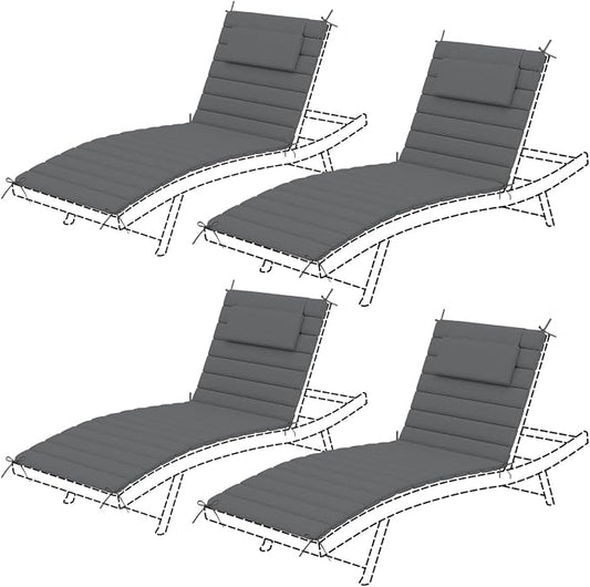 Sundale Outdoor Olefin Quilted Lounge Cushion Set of 4, Patio Foldable Chaise by SundaleOutdoor