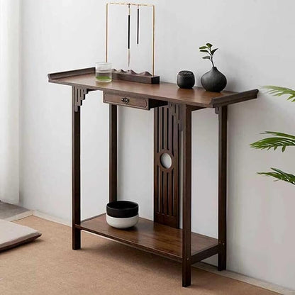 Japanese Style Console Table, Bamboo Accent Table - Image 4