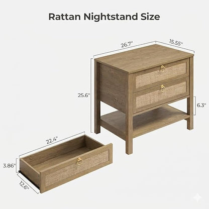 SICOTAS Night Stand with Drawers and Storage Shelf - Image 2