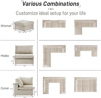 Cloud Modular Sectional Sofa Couch, 80.3" Convertible Couches Lovesofa - Image 4