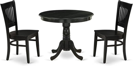 East West Furniture ANVA3-BLK-W 3 Piece Kitchen Table Set by EastWestFurniture