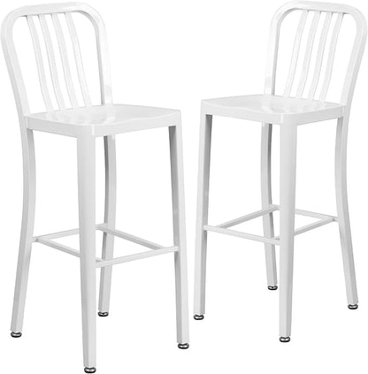 Flash Furniture Gael Commercial Grade 2 Pack 30" High White Metal by FlashFurniture