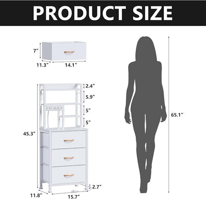 Furnulem Tall Nightstand with LED Lights and 3 Tier Shelves, Night Stand with 3 - Image 3