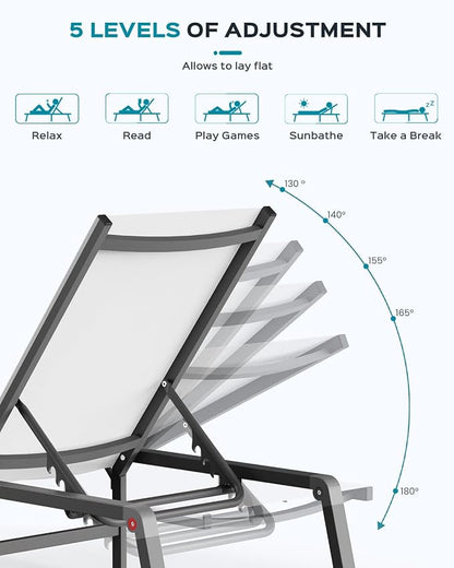 Ciokea Aluminum Foldable Lounge Chairs Set of 4 - Image 4