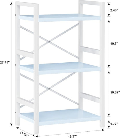 Homeiju Bookshelf, 3 Tier Industrial Bookcase, Metal Small Bookcase, Rustic - Image 3