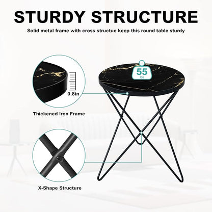 HLR Modern Round Side Table Set of 2, End Table - Image 5