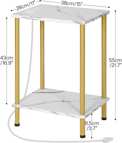 HOOBRO Side Table with Charging Station, End Table with USB Port and Outlet - Image 3