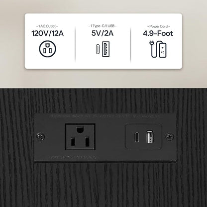 HOOBRO Side Table with Charging Station, Nightstand with 2-Layer Storage Shelves - Image 6