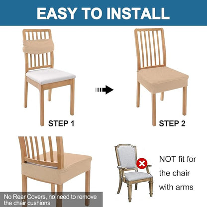 Smiry Waterproof Seat Covers for Dining Room Chairs Set of 8, Stretch Jacquard - Image 5