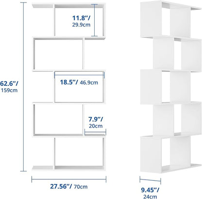 Cozy Castle Set of 2 Geometric Bookcase, S-Shaped Modern Bookshelf, Room - Image 2