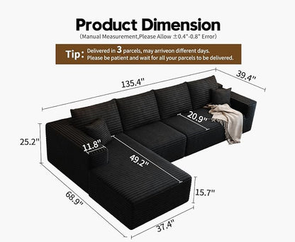 135.4" Cloud Modular Sectional Sofa Couch - Image 2