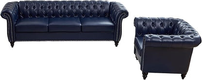 QHITTY 2 Piece Living Room Set, Chesterfield Sectional Sofa Chair Contemporary - Image 9