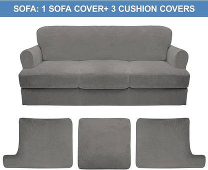 CUCRAF Cushion Sofa Cover 4 Piece Slipcovers, Soft Thick Velvet Couch Cover - Image 5