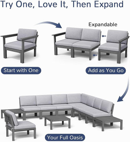 Stoog 11-Piece Patio Conversation Set, 9-Seats U-Shaped Modular Patio Sofa Set - Image 3