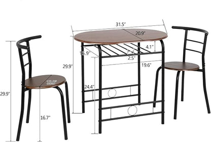 VINGLI 3 Piece Dining Set, Small Kitchen Table Set - Image 6