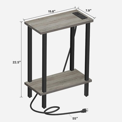 TUTOTAK Small End Table with Charging Station, Narrow Side Table with USB Ports - Image 3