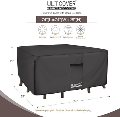 ULTCOVER 600D Tough Canvas Heavy Duty Square Patio Table and Chair Cover - Image 2