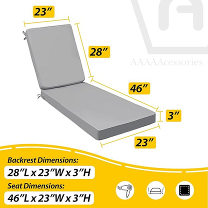 AAAAAcessories Outdoor Chaise Lounge Cushions, Fade-Resistant, Waterproof Patio - Image 5