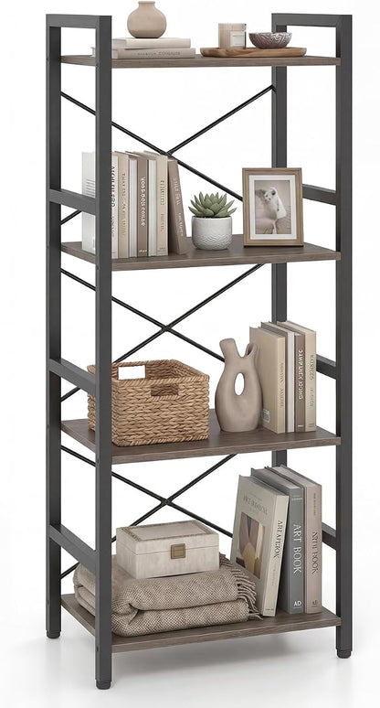 Tangkula 3-Tier Industrial Bookshelf, 16.5" Width Wooden Open Bookcase by TANGKULA