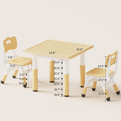 Brelley Kids Table and 2 Chairs Set, Height Adjustable Toddler Desk and Chair - Image 3