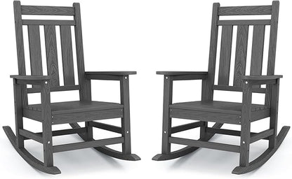 KINGYES Oversized Outdoor Rocking Chair Set of 2, All-Weather Patio Rocking by KINGYES