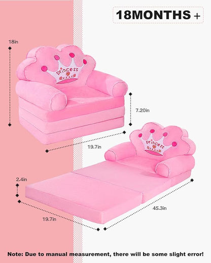 MOONBEEKI Kids Couch Fold Out, Foldable Princess Chair - Image 3