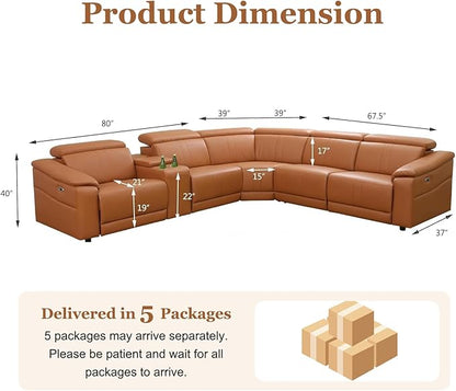 Power Recliner Sectional Sofa, Leather Recliner Sofa - Image 2