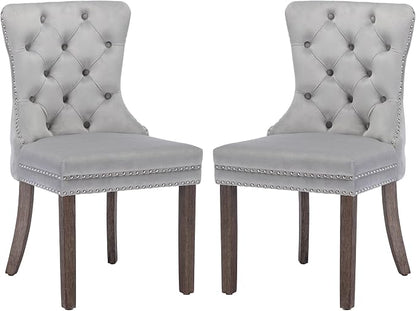 KCC Velvet Dining Chairs Set of 2, Upholstered High-end Tufted Dining Room Chair by KCC