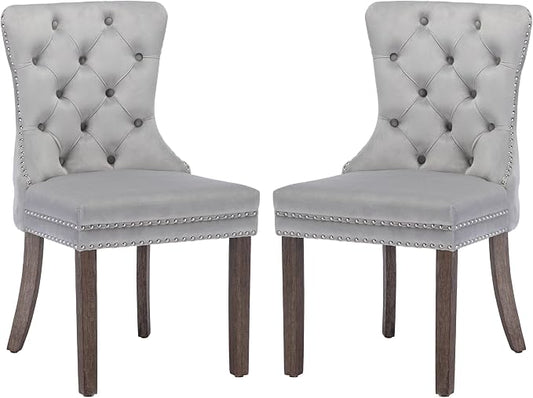 KCC Velvet Dining Chairs Set of 2, Upholstered High-end Tufted Dining Room Chair by KCC
