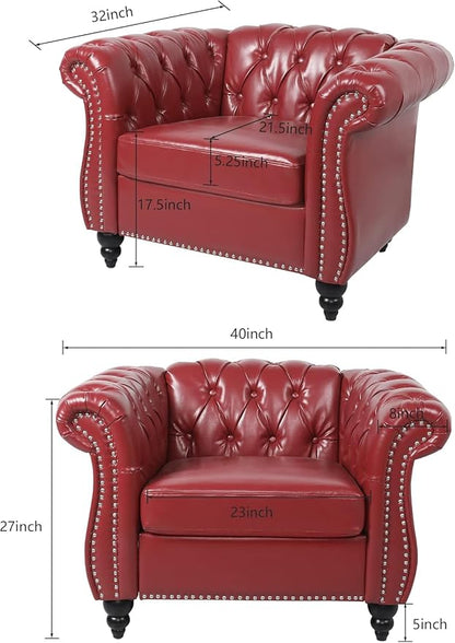 AVZEAR Leather Upholstered Armchair, Single Sofa Chair - Image 2