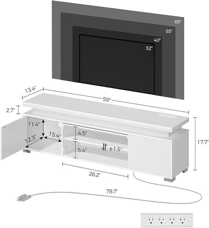 Rolanstar TV Stand with LED Lights & Power Outlet, Modern Entertainment Center - Image 5