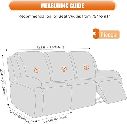 VANSOFY Recliner Cover, 3-Pieces Stretch Reclining Couch Covers - Image 2